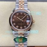 Swiss Copy ARF Rolex 31mm Datejust Two-tone Rose Gold Chocolate Diamond Dial Watch 